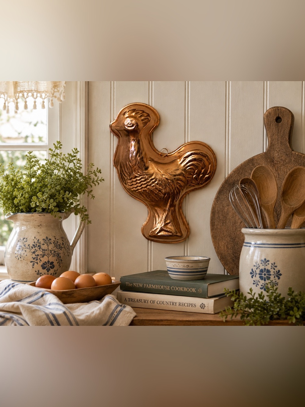Decorative Rooster Wall Hanging - Gold Copper Finish - Picture 2 of 6